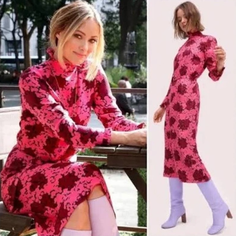 Kate Spade New York Bubble Dot Smocked Dress in Rhubarb Jam.